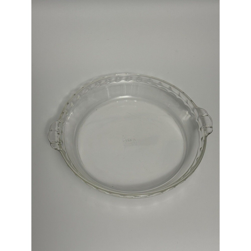 #229 PYREX 9.5" Clear Glass Fluted Scalloped Edge Deep Dish Pie Plate USA